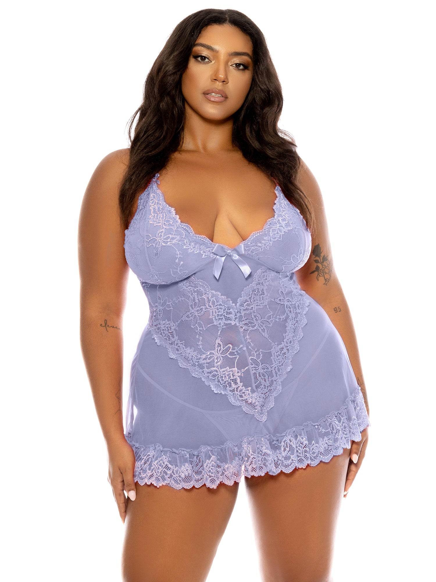 Call Me Coy Lace Babydoll in Brunnera Blue