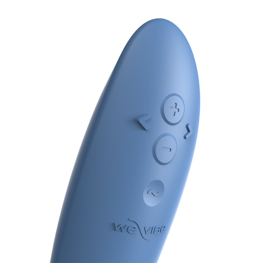 close up of the easy-to-control buttons on the we-vibe rave 2 g-spot vibrator