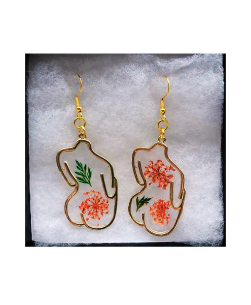 Body Form Floral Resin Earrings in Gold