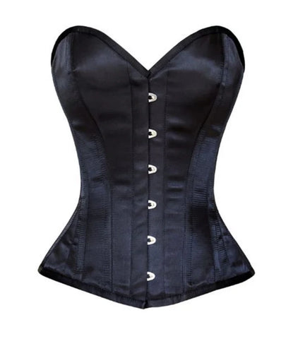 Certainly Sweetheart Overbust Corset in Black Satin