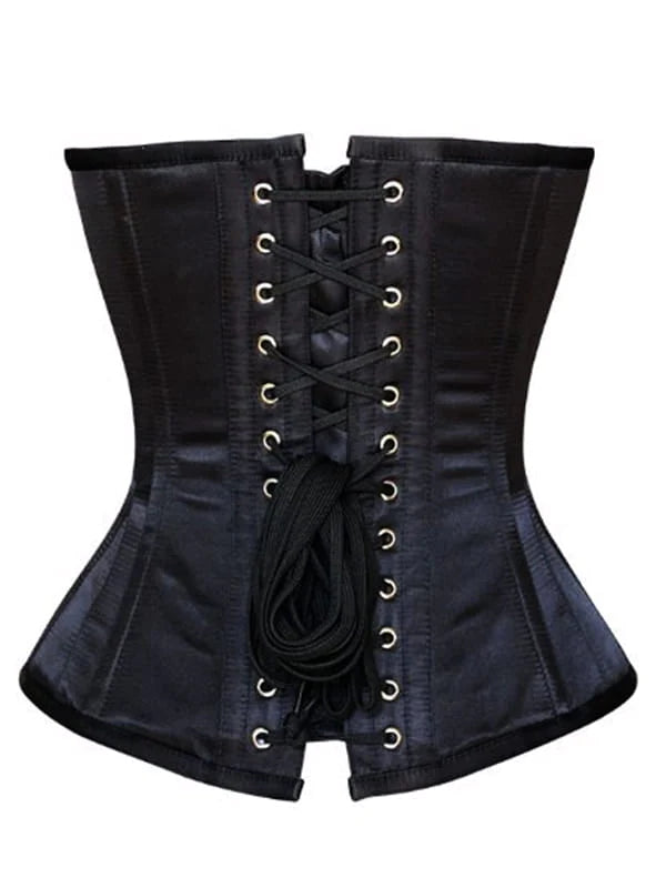 Certainly Sweetheart Overbust Corset in Black Satin