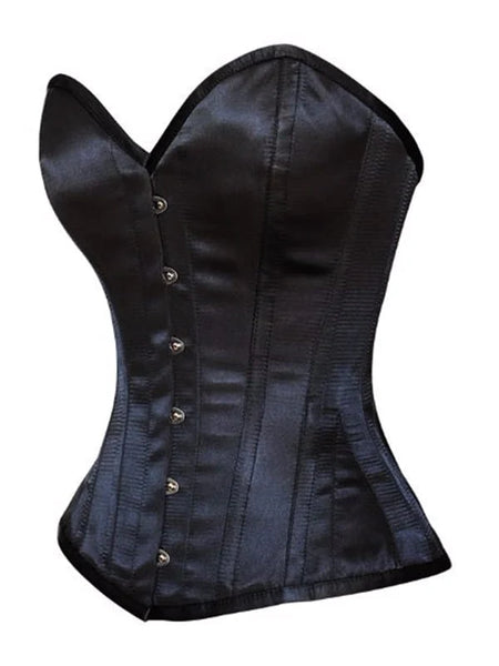 Certainly Sweetheart Overbust Corset in Black Satin