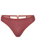 rendering of the front, full coverage of the Hearts of Venus Keyhole Thong in Copper Rose