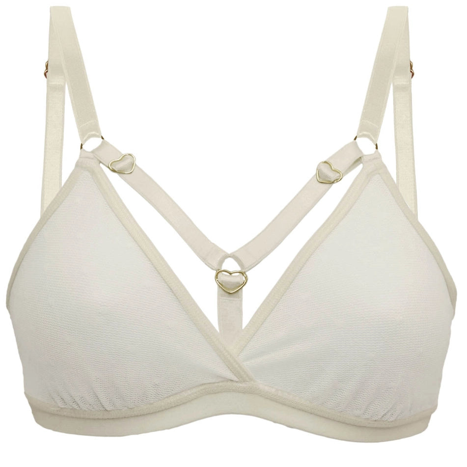 Hearts of Venus Strappy Bralette in Pearl White