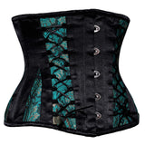 Hidden Treasures Damask Lace Up Underbust in Teal & Black