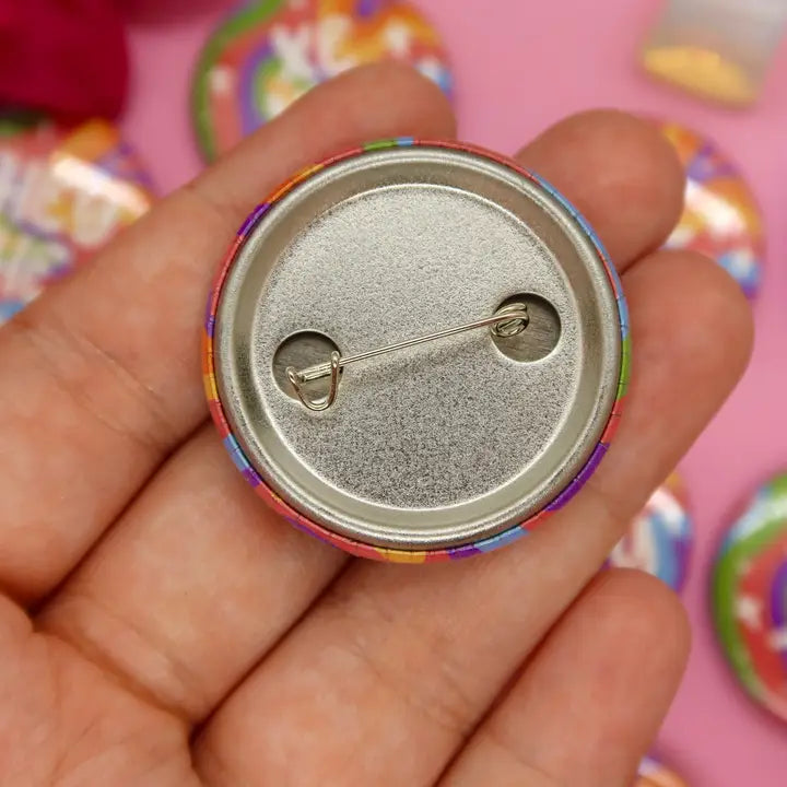 Holographic Pronoun Button in Rainbow