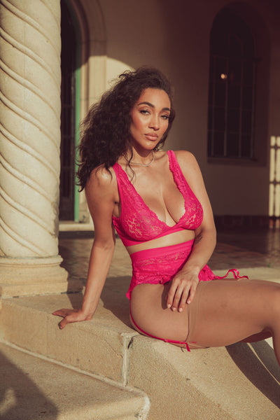 Kilo Brava Lace Tall Triangle Bralette in Azalea Pink