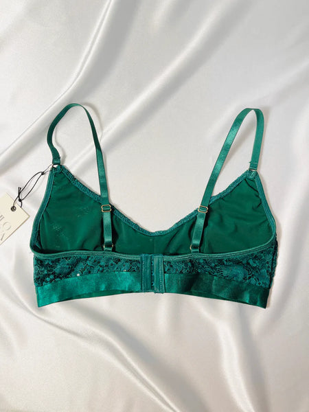 Kilo Brava Sequin Lace Scoop Bralette in Emerald