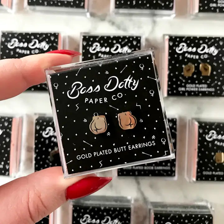 Lil Butt Stud Earrings in Gold