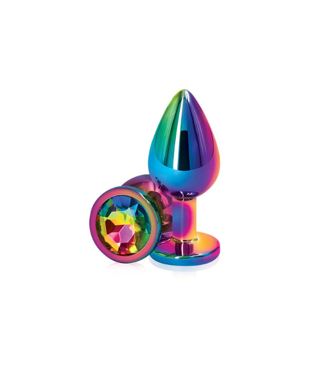 Multicolor Butt Plug in Small w/ Rainbow Gem