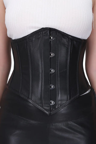 Peak Perfection Underbust Corset in Black Leather