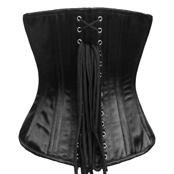 Queen Hedwig Satin Overbust Corset in Black