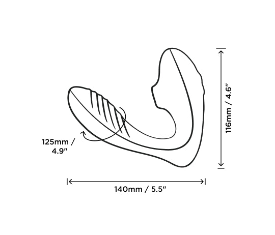 shows the specs of the romp reverb. total length is 5.5" across and 4.6" high, the insertable arm has a circumference of 4.9"