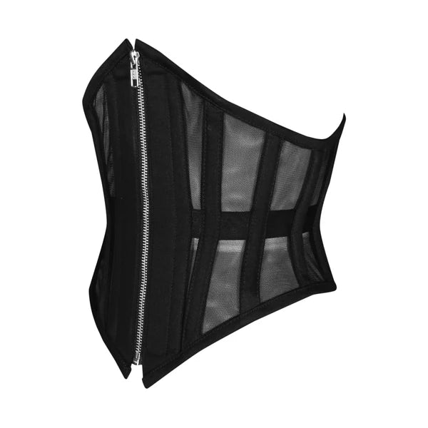 The Raven Mesh Underbust Corset in Black