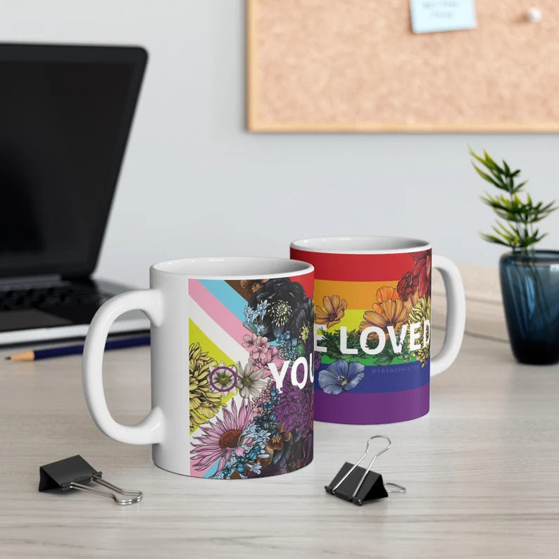 You Are Loved Pride Mug  by Transpainter