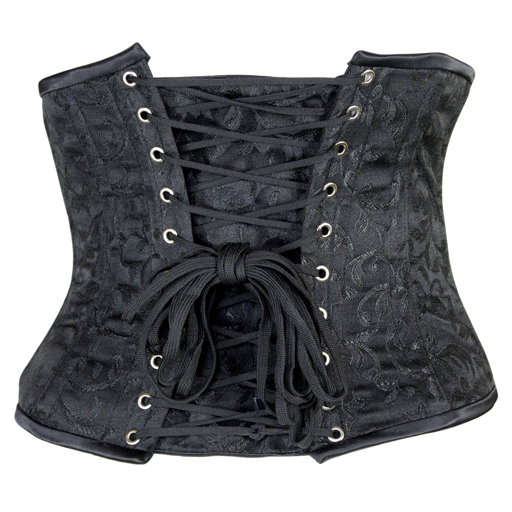 Alluring Underbust Corset in Black Brocade